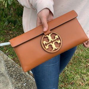 Brand new Tory Burch leather clutch